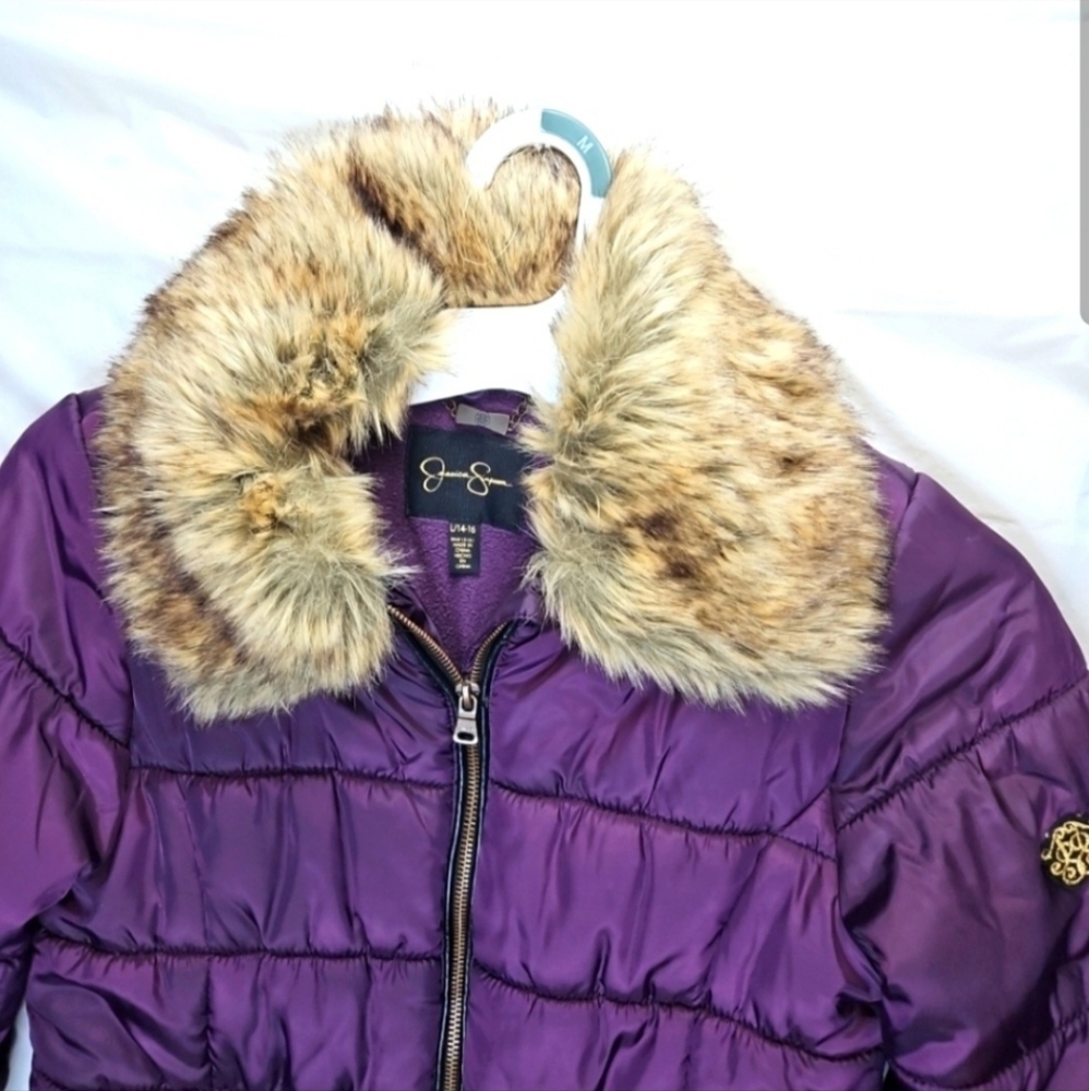Jessica simpson Puffer Bomber Jacket Comfy Cozy In Season Purple  Size L 14-16 - Picture 2 of 16